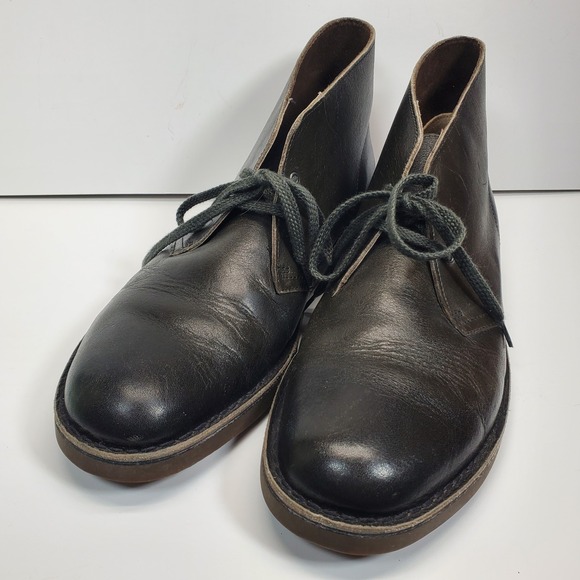 Clarks Men\'s Chukka Boots Size 12M Bushacre 2 Black Leather Ankle Lace Up 15522 main image 7